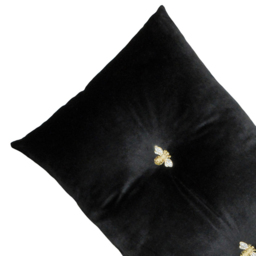 Paoletti Bumble Bee Black Velvet Cushion - Size: 50 x 30cm - Wilko - thumbnail 3