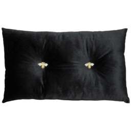 Paoletti Bumble Bee Black Velvet Cushion - Size: 50 x 30cm - Wilko - thumbnail 1