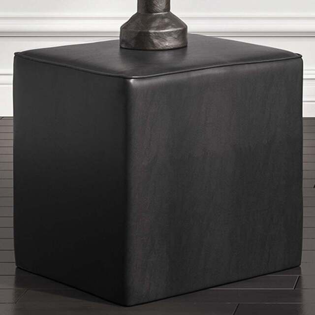 Bronx Black Faux Leather Side Table - Size: 480 x 460 x 460cm - LPD Home - Wilko - image 1