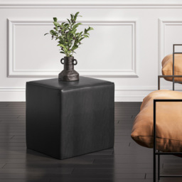 Bronx Black Faux Leather Side Table - Size: 480 x 460 x 460cm - LPD Home - Wilko - thumbnail 6