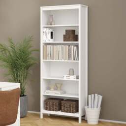 Florence Madrid 6 Shelf White Bookcase - Wilko