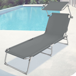 tectake Set of 2 Grey 4 Step Backrest Foldable Sun Lounger - Size: 1 Seater - Wilko