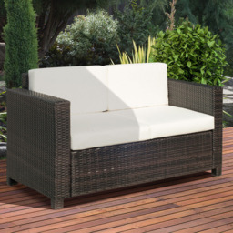 Outsunny 2 Seater Brown Rattan Padded Garden Loveseat - Wilko - thumbnail 1