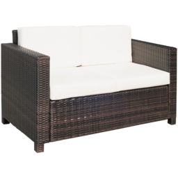 Outsunny 2 Seater Brown Rattan Padded Garden Loveseat - Wilko - thumbnail 3