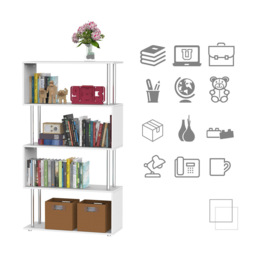 Portland White S-Shaped Shelving Unit - Size: 80 x 30 x 145cm - Wilko - thumbnail 4