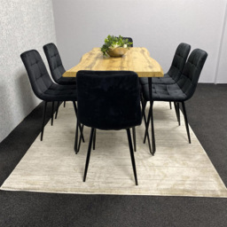 Kosy Koala 6 Seater Velvet Wooden Dining Set Black - Multi - Wilko - thumbnail 7