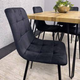 Kosy Koala 6 Seater Velvet Wooden Dining Set Black - Multi - Wilko - thumbnail 6