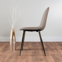 Furniturebox Arona Solara 6 Seater Round Dining Set Cappuccino Beige and Chrome - Brown - Wilko - thumbnail 4