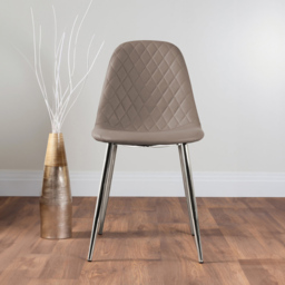 Furniturebox Arona Solara 6 Seater Round Dining Set Cappuccino Beige and Chrome - Brown - Wilko - thumbnail 3