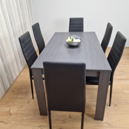 Kosy Koala 6 Seater Faux Leather Arrow Design Dining Set Black and Dark Grey - Portland - Wilko - thumbnail 5