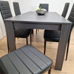 Kosy Koala 6 Seater Faux Leather Arrow Design Dining Set Black and Dark Grey - Portland - Wilko - thumbnail 7
