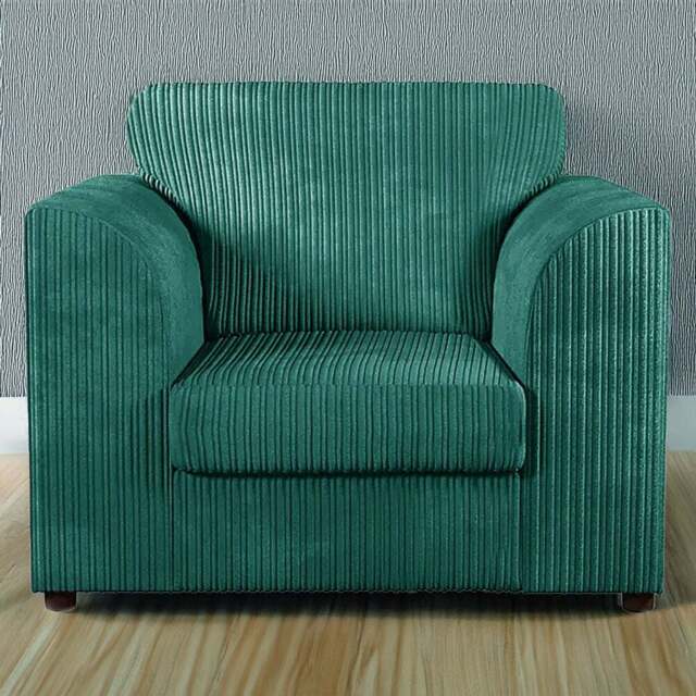 Luxor Single Seater Teal Jumbo Cord Armchair - Green - Wilko - image 1