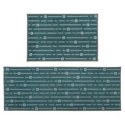 JVL Savio M Teal Washable Mat Runner 57 x 150cm - Size: 57 x 75cm - Blue - JVL Homewares - Wilko - thumbnail 1