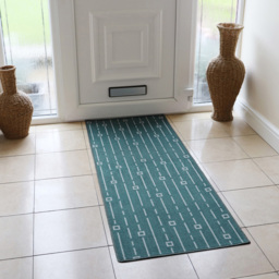 JVL Savio M Teal Washable Mat Runner 57 x 150cm - Size: 57 x 75cm - Blue - JVL Homewares - Wilko - thumbnail 4