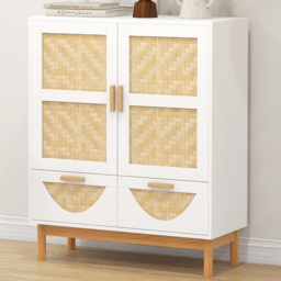 Costway 2 Door 2 Drawer White Sideboard - Size: 92 x 48 x 26cm - Wilko