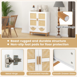 Costway 2 Door 2 Drawer White Sideboard - Size: 92 x 48 x 26cm - Wilko - thumbnail 6