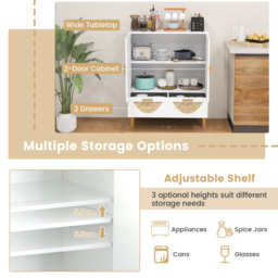 Costway 2 Door 2 Drawer White Sideboard - Size: 92 x 48 x 26cm - Wilko - thumbnail 7