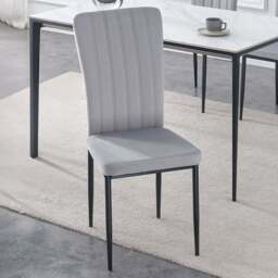 Elle Set of 4 Light Grey Velvet Effect Plush Padded Upholstered Dining Chair - MCC - Wilko - thumbnail 1