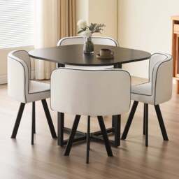 Comfy Living Metal 4 Seater Dining Set Black and White - Wilko - thumbnail 1