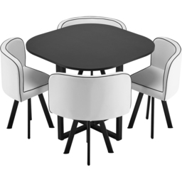 Comfy Living Metal 4 Seater Dining Set Black and White - Wilko - thumbnail 3