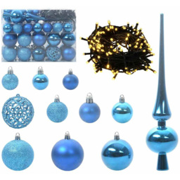 vidaXL Pre-Lit Warm White LED and Blue Baubles Snow Flocked Artificial Christmas Tree 3.9ft - Green - Wilko - thumbnail 7