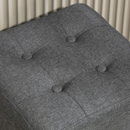 HOMCOM Small Linen Square Storage Footstool with Side Pocket - Size: 35 x 35 x 35cm - Grey - Wilko - thumbnail 4