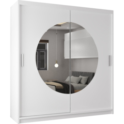 Sliding Wardrobes 4U Moon 2 Door White Mirrored Wardrobe 150cm - Wilko - thumbnail 3