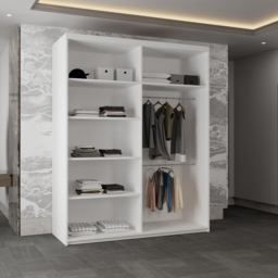 Sliding Wardrobes 4U Moon 2 Door White Mirrored Wardrobe 150cm - Wilko - thumbnail 4