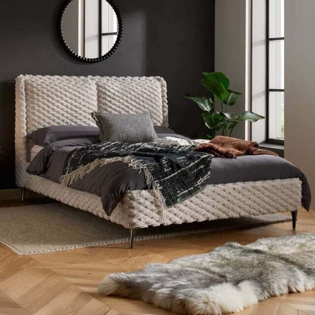 Birlea Tilly King Size Faux Fur Bed - White - Wilko - image 1