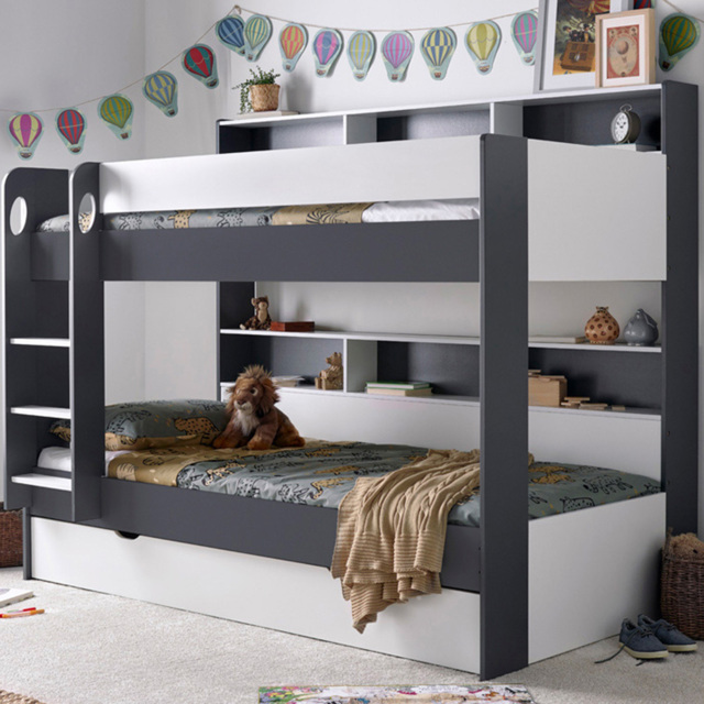 Oliver Grey and White Single Drawer Storage Bunk Bed with Memory Foam Mattresses - Bedmaster - Wilko - image 1