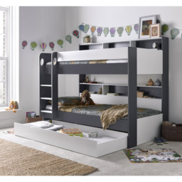 Oliver Grey and White Single Drawer Storage Bunk Bed with Memory Foam Mattresses - Bedmaster - Wilko - thumbnail 5