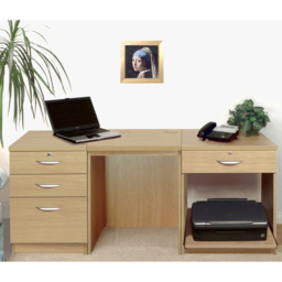 R White Cabinets 4 Drawer Light Brown Set-08 Desk with Printer Shelf - Size: 72.8 x 167.9 x 54cm - Wilko - thumbnail 5