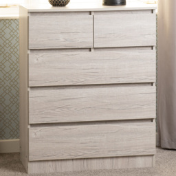 Seconique Malvern 5 Drawer Urban Snow Chest of Drawers - White - Wilko - thumbnail 1