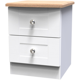 Crowndale Sussex 2 Drawer White Ash and Bardolino Oak Bedside Table Ready Assembled - Wilko - thumbnail 3