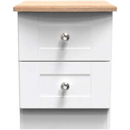 Crowndale Sussex 2 Drawer White Ash and Bardolino Oak Bedside Table Ready Assembled - Wilko - thumbnail 4