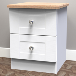 Crowndale Sussex 2 Drawer White Ash and Bardolino Oak Bedside Table Ready Assembled - Wilko - thumbnail 1