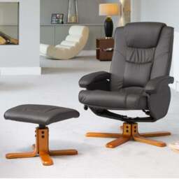 Artemis Home Severn Grey Massage and Heat Swivel Recliner Chair with Footstool - Size: Single - Wilko