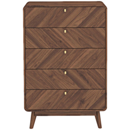 Kudl LV44 5 Drawer Columbian Walnut Chest of Drawers - Brown - Wilko - thumbnail 4