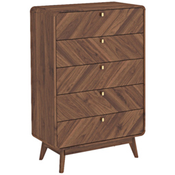 Kudl LV44 5 Drawer Columbian Walnut Chest of Drawers - Brown - Wilko - thumbnail 3