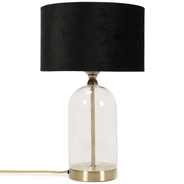 ValueLights Jessy Gold and Black Velvet Shade Glass LED Table Lamp - Size: 45 x 25 x 25cm - Wilko - image 1
