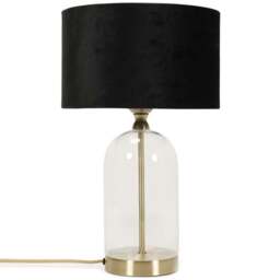 ValueLights Jessy Gold and Black Velvet Shade Glass LED Table Lamp - Size: 45 x 25 x 25cm - Wilko