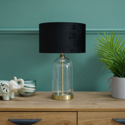 ValueLights Jessy Gold and Black Velvet Shade Glass LED Table Lamp - Size: 45 x 25 x 25cm - Wilko - thumbnail 3