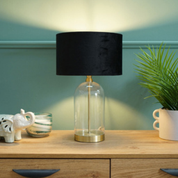 ValueLights Jessy Gold and Black Velvet Shade Glass LED Table Lamp - Size: 45 x 25 x 25cm - Wilko - thumbnail 5