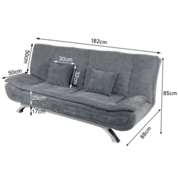 Living and Home 2 Seater Grey Linen Fabric Sofa Bed - Wilko - thumbnail 7