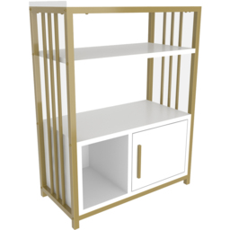 Decorotika Letos Single Door 3 Shelf White and Gold Bookshelf - Size: 80 x 60 x 29.6cm - Multi - Wilko - thumbnail 3