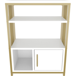 Decorotika Letos Single Door 3 Shelf White and Gold Bookshelf - Size: 80 x 60 x 29.6cm - Multi - Wilko - thumbnail 5