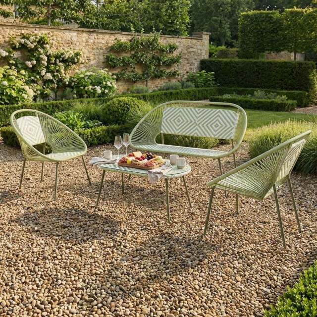 Cleo Sofa Set Green - Size: 4 Seater - Outdoor Essentials - Wilko - image 1