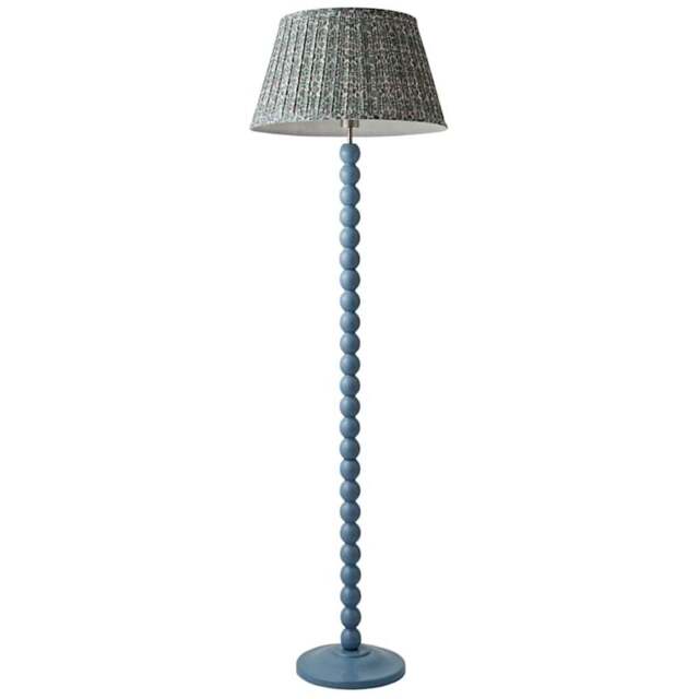 ValueLights Floral Pleated Shade Pastel Blue Bobbin LED Floor Lamp with Bulb - Size: 150 x 45 x 45cm - Wilko - image 1