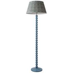 ValueLights Floral Pleated Shade Pastel Blue Bobbin LED Floor Lamp with Bulb - Size: 150 x 45 x 45cm - Wilko - thumbnail 1