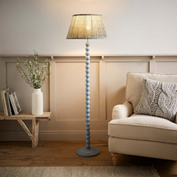 ValueLights Floral Pleated Shade Pastel Blue Bobbin LED Floor Lamp with Bulb - Size: 150 x 45 x 45cm - Wilko - thumbnail 4
